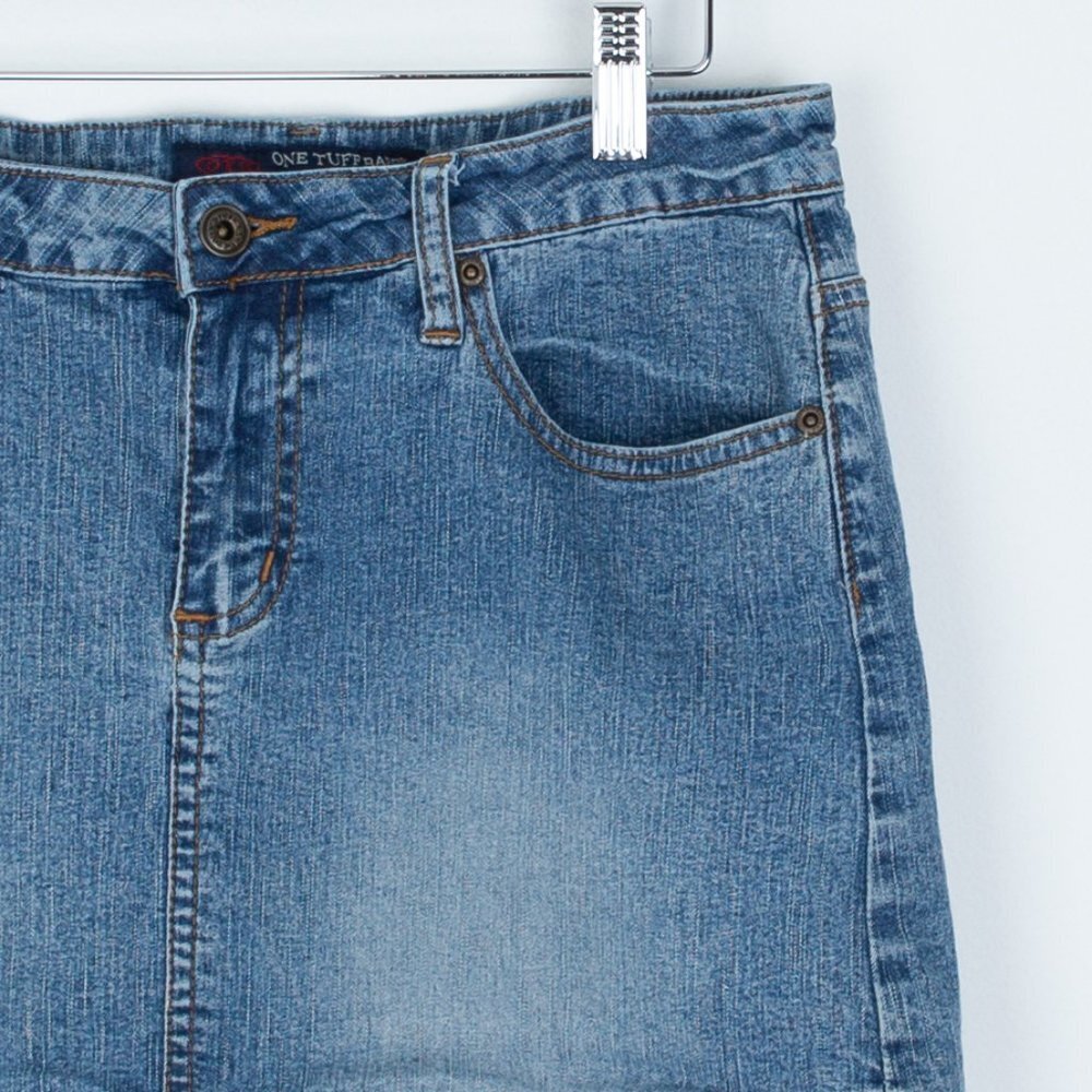 OTB One Tuff Babe Womens Denim‎ Stretch Mini Skirt Size 9/10 Western Cowgirl - Picture 2 of 5